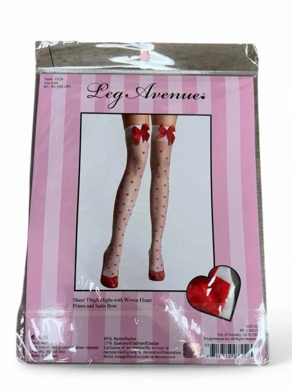 Y2K Deadstock 2000s leg avenue sheer nylons thigh highs with hearts♥️
